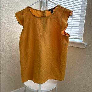 3 for $15!! Mustard yellow sleeveless ruffle top with button back